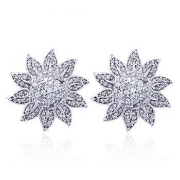  Elegant Sterling Silver CZ  Stone Seated Stud Earrings